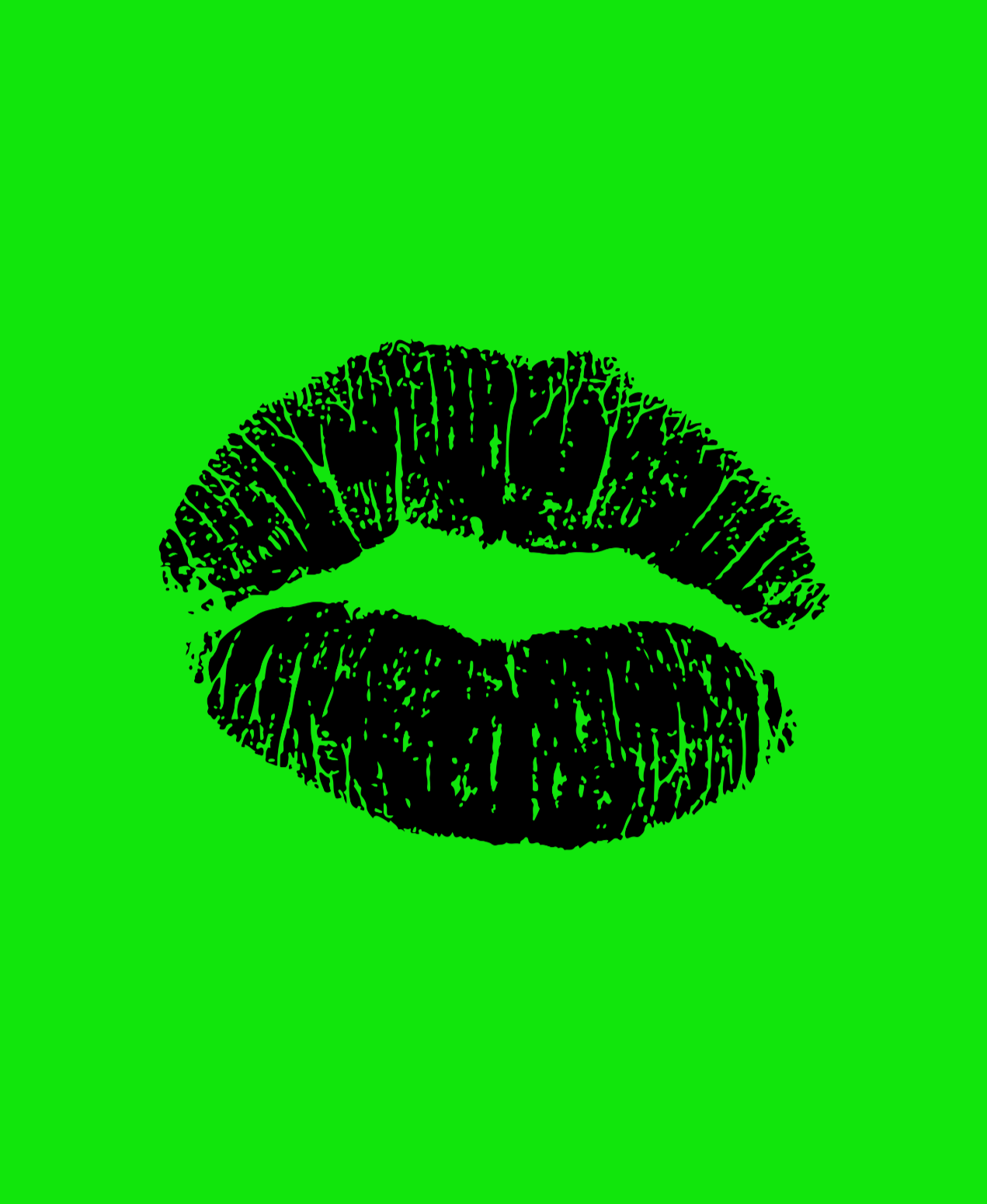 picture of black lips symbolising lip piercings on a green background