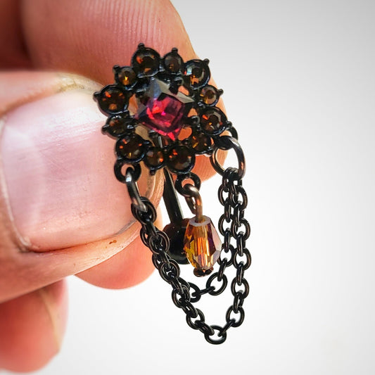 Bauchnabelpiercing mit Kristallblumen-Anhänger, 14 g