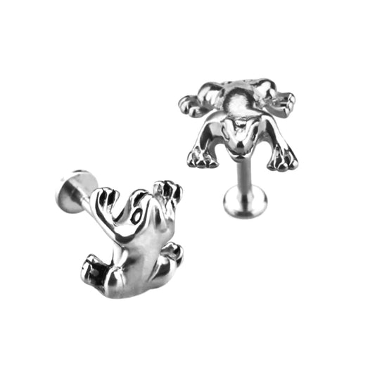 Silver Frog Threaded Labret Stud 16G