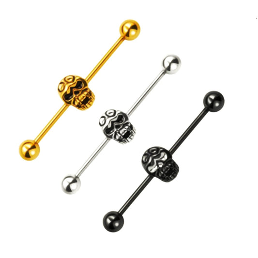 Totenkopf-Industriestange, Totenkopf-Skelett, Kopfstange, Gerüststange, Körperschmuck, Langhantel, 38 mm