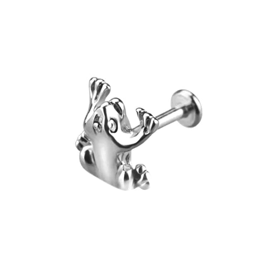 Silver Frog Threaded Labret Stud 16G