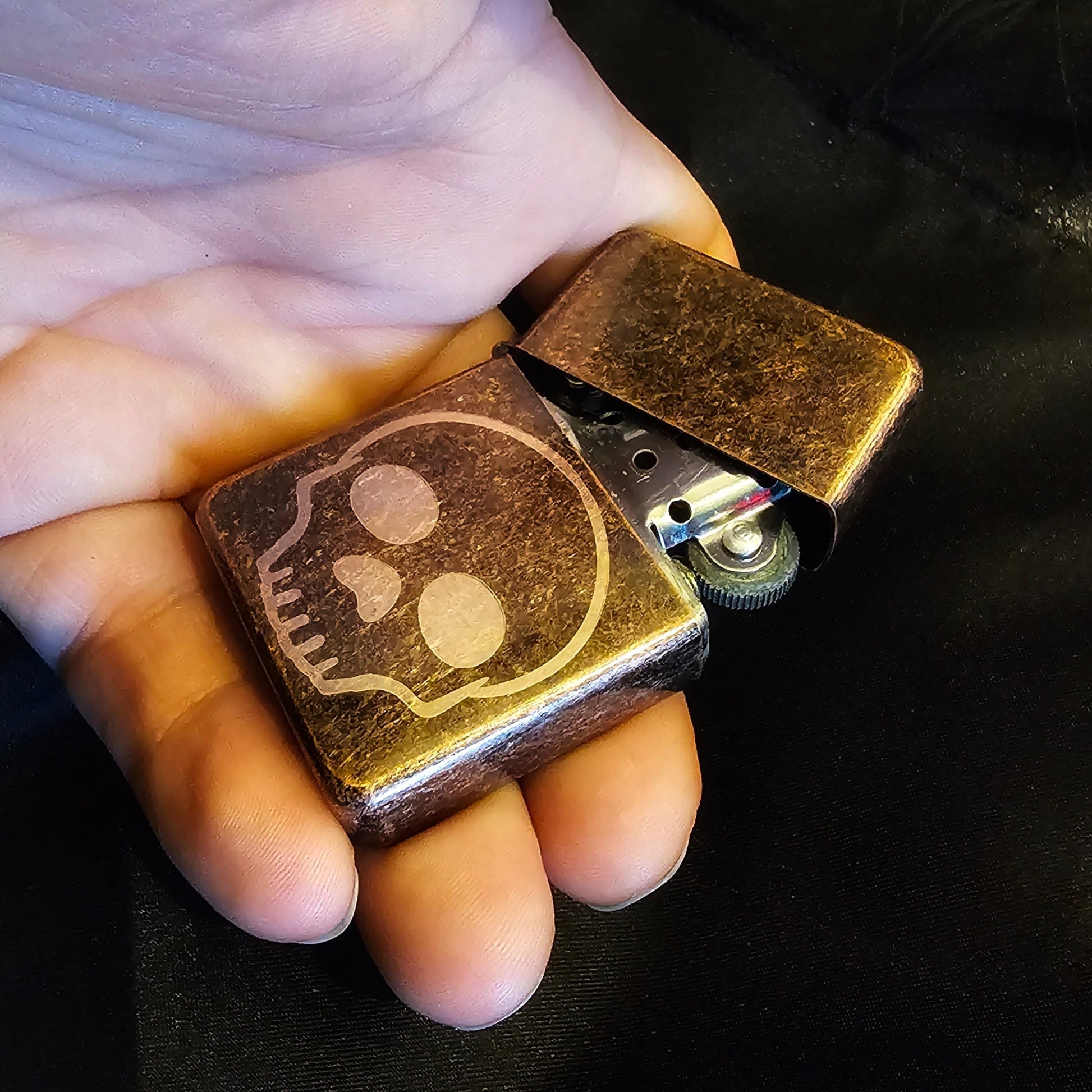 Antique Bronze Skull Flip Lighter - Pretty Savage Jewellery