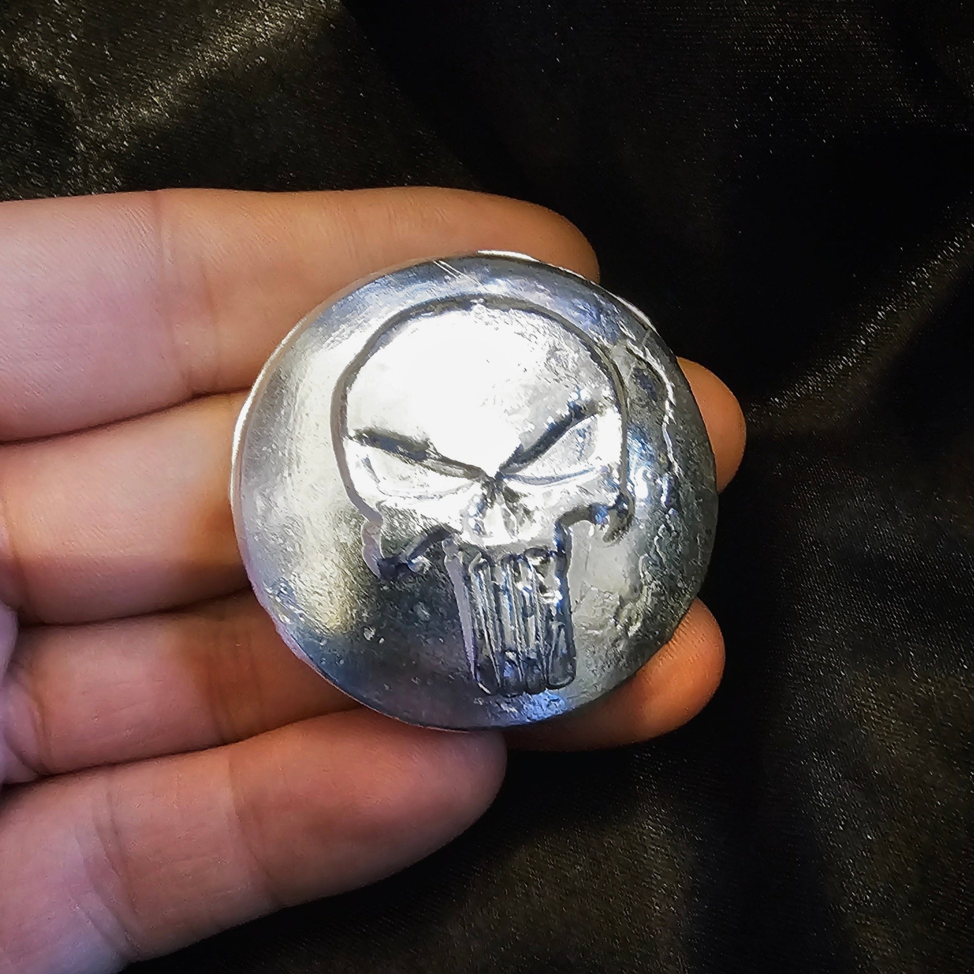 Pure 999 Silver Personalised Punisher Skull Coin - Pretty Savage Jewellery