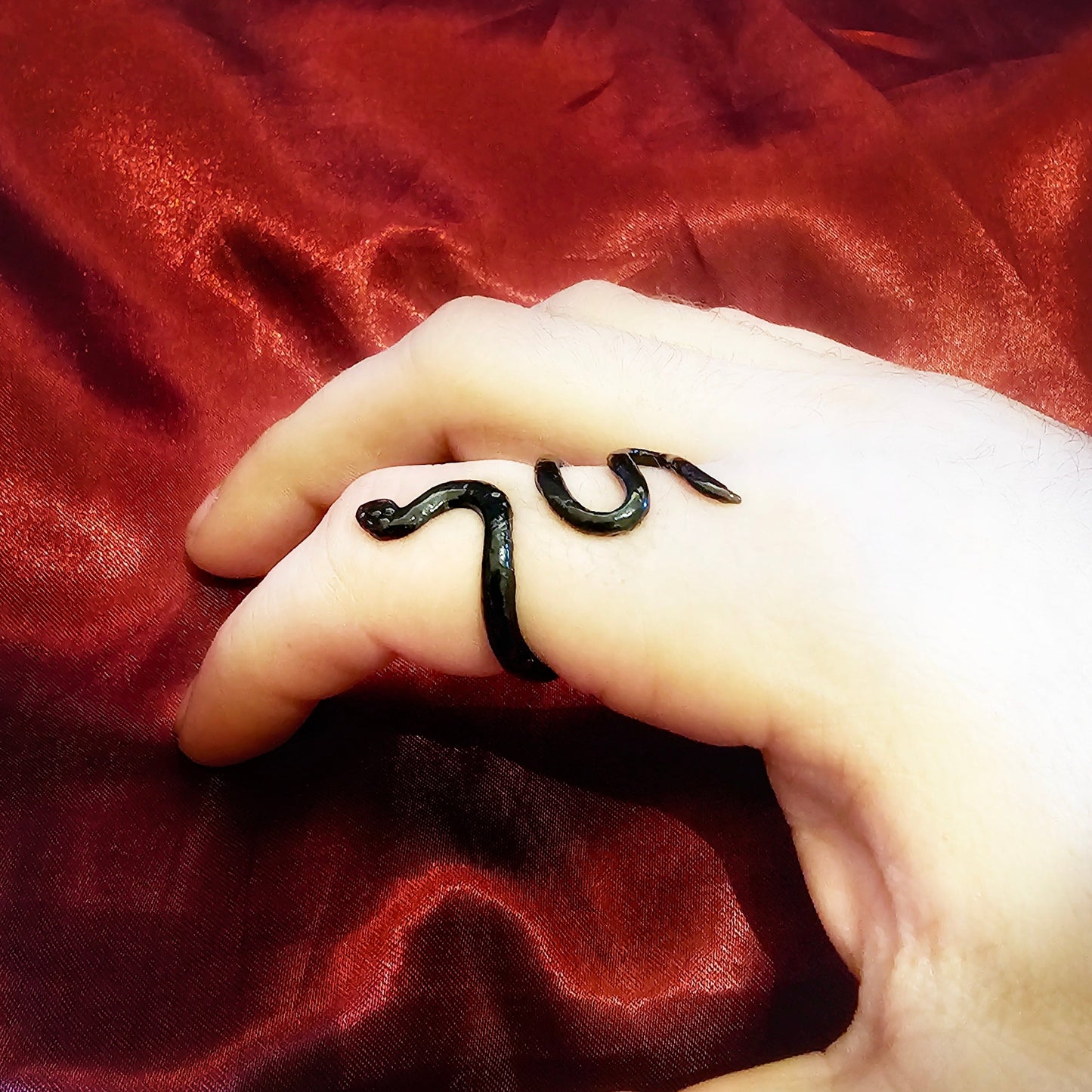 Black Adjustable Snake Metal Ring - Pretty Savage Jewellery