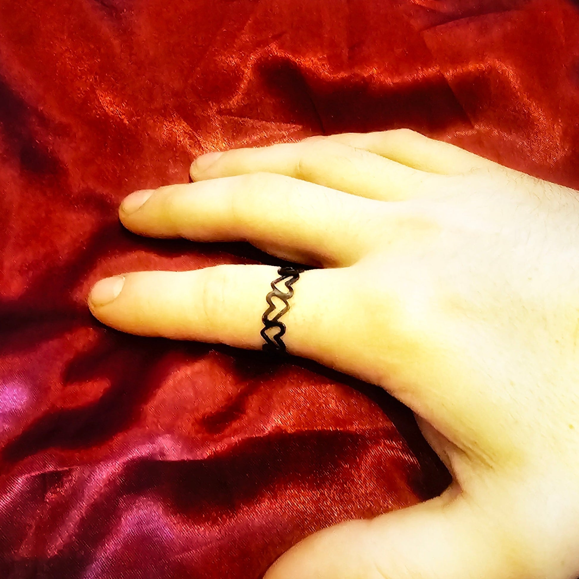 Black Metal Heart Adjustable Ring - Pretty Savage Jewellery