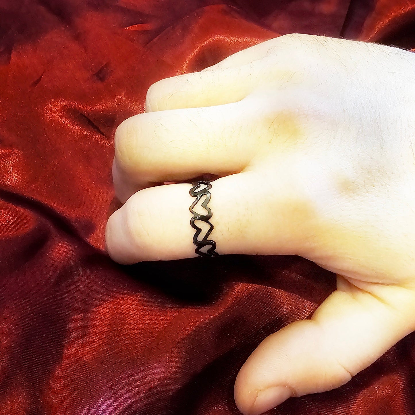 Black Metal Heart Adjustable Ring - Pretty Savage Jewellery