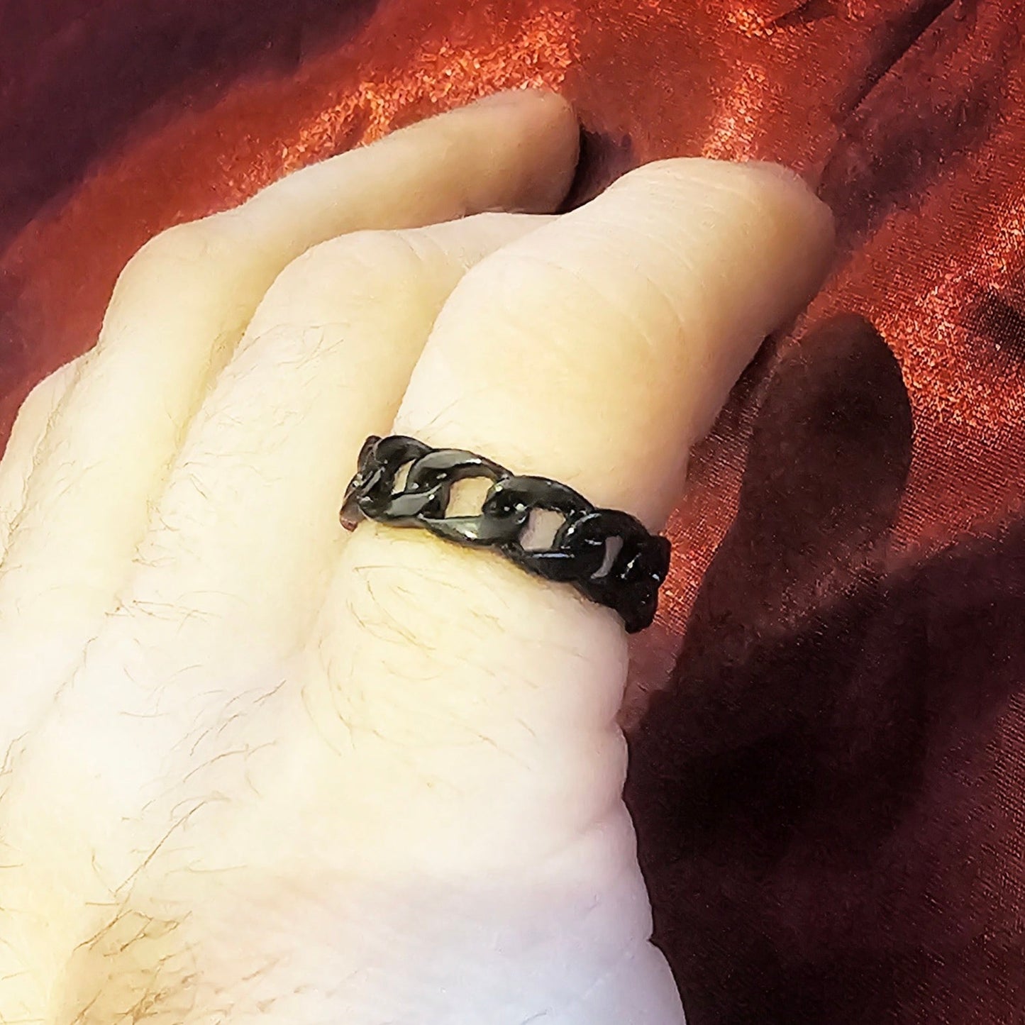 Black Metal Chain Link Ring - Pretty Savage Jewellery
