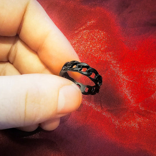 Black Metal Chain Link Ring - Pretty Savage Jewellery