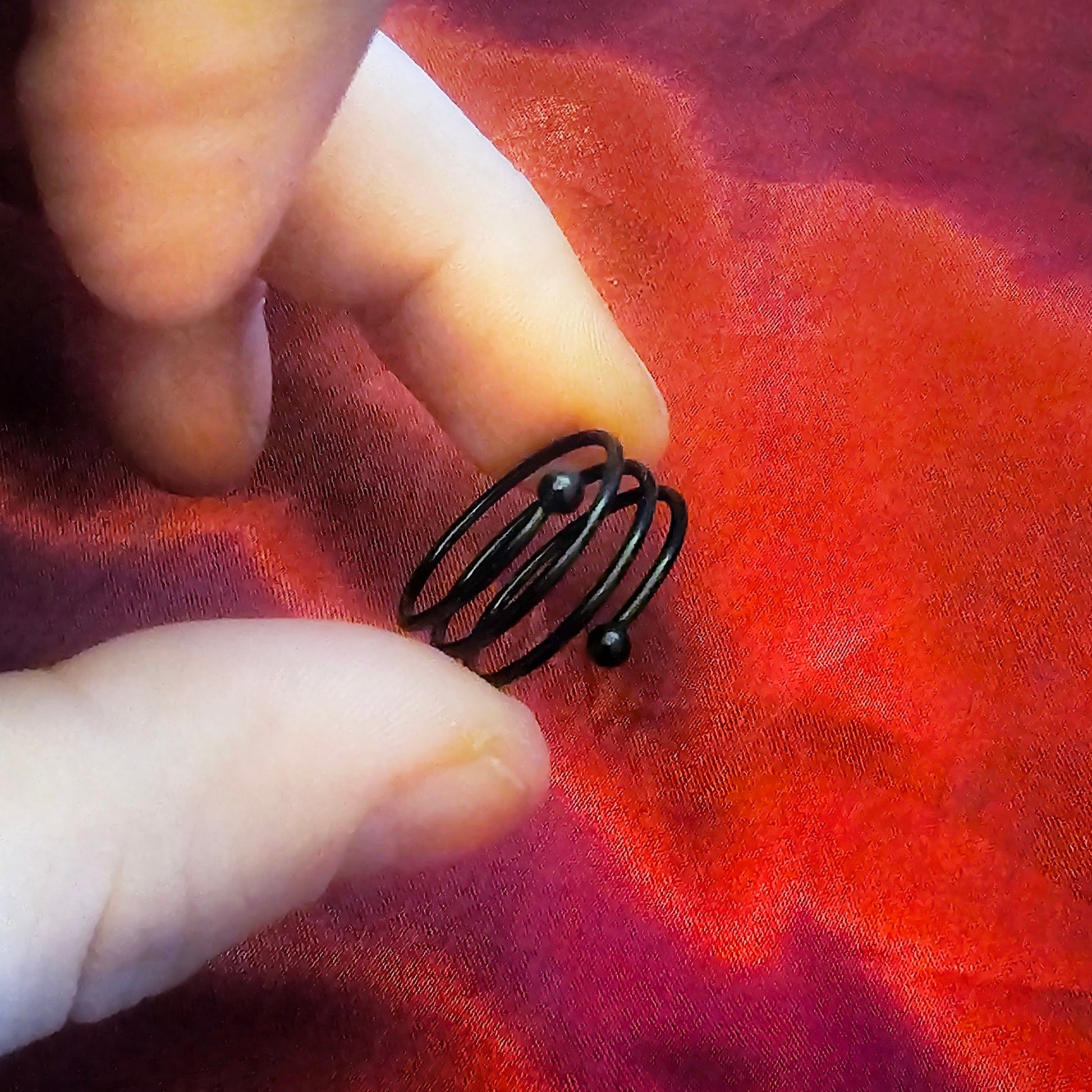 Spiral Black Metal Adjustable Twisted Ring - Pretty Savage Jewellery