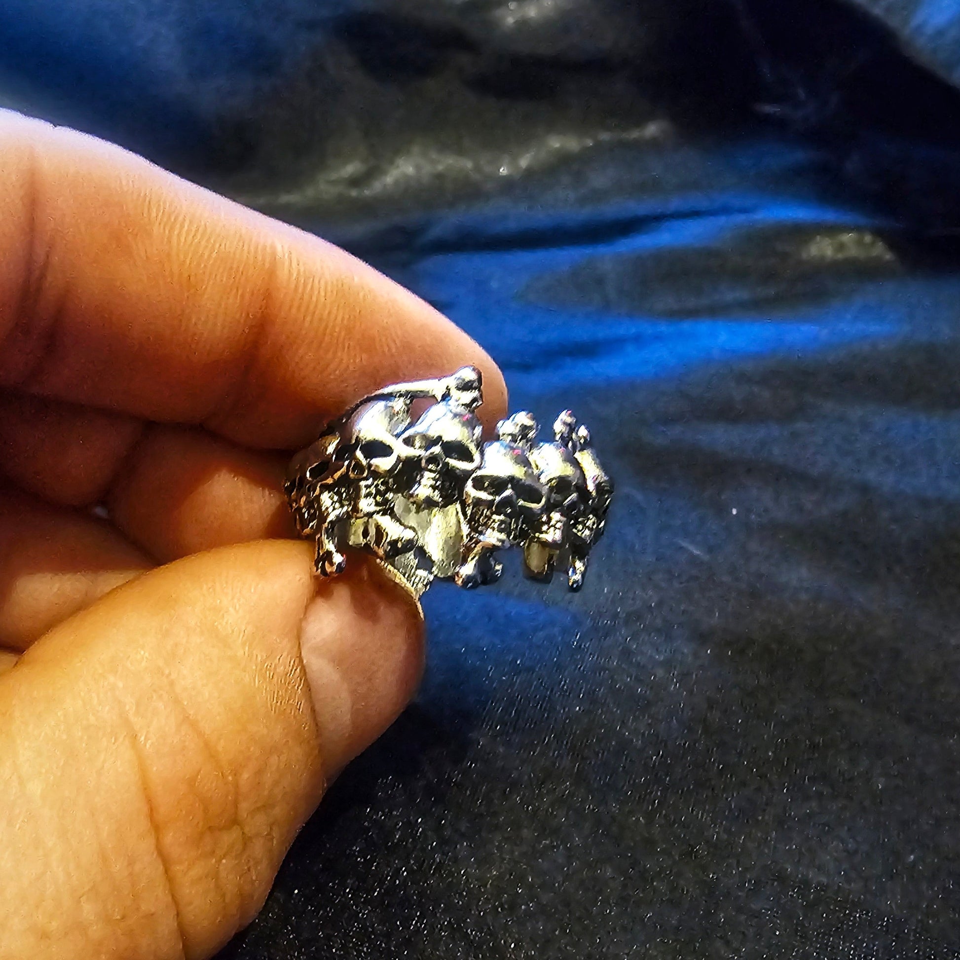 Silver Skulls And Bones Adjustable Ring - Pretty Savage Jewellery