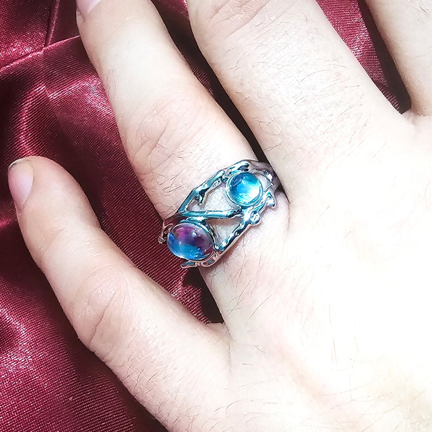 Thorn Vine 925 Sterling Silver Opal Ring - Pretty Savage Jewellery