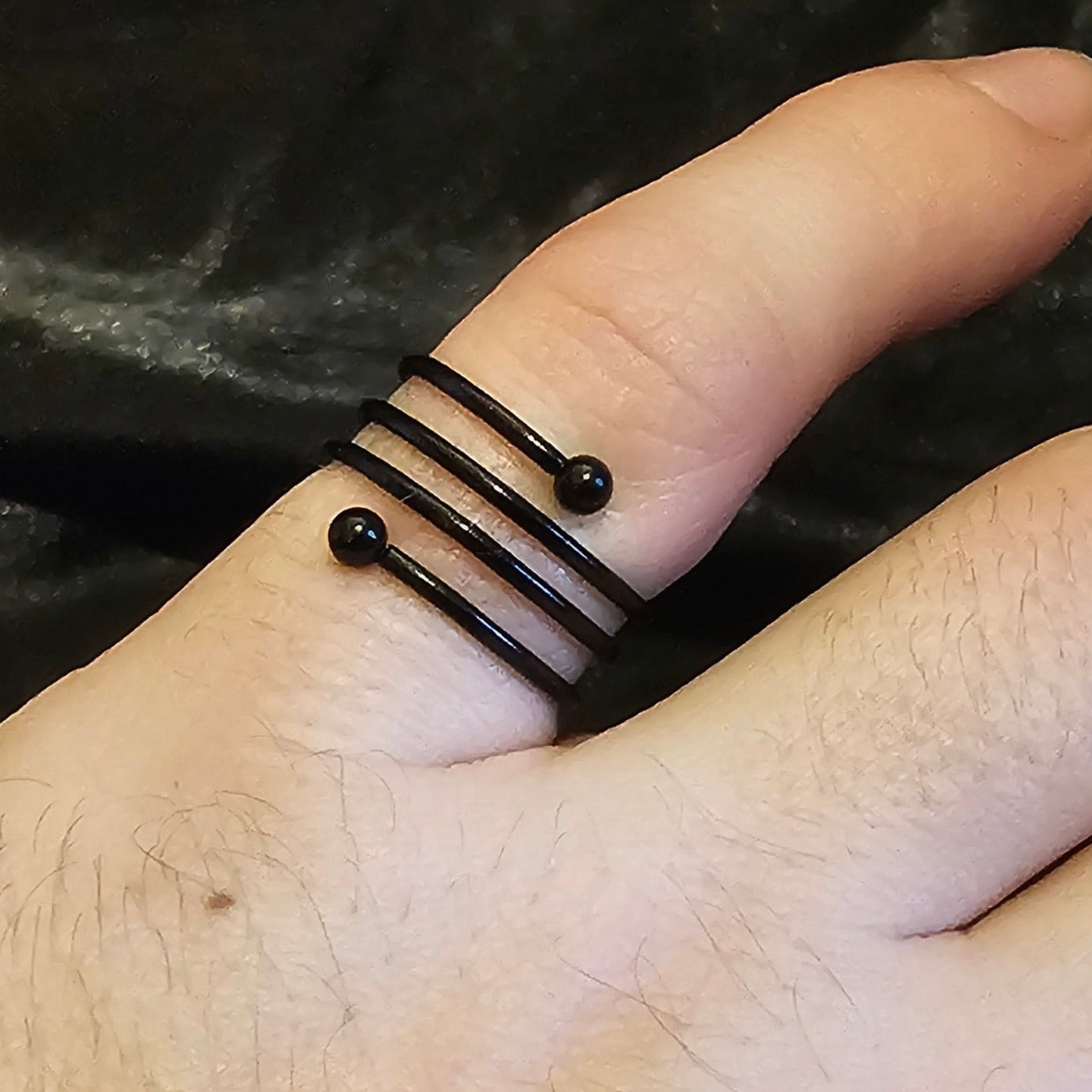 Spiral Black Metal Adjustable Twisted Ring - Pretty Savage Jewellery