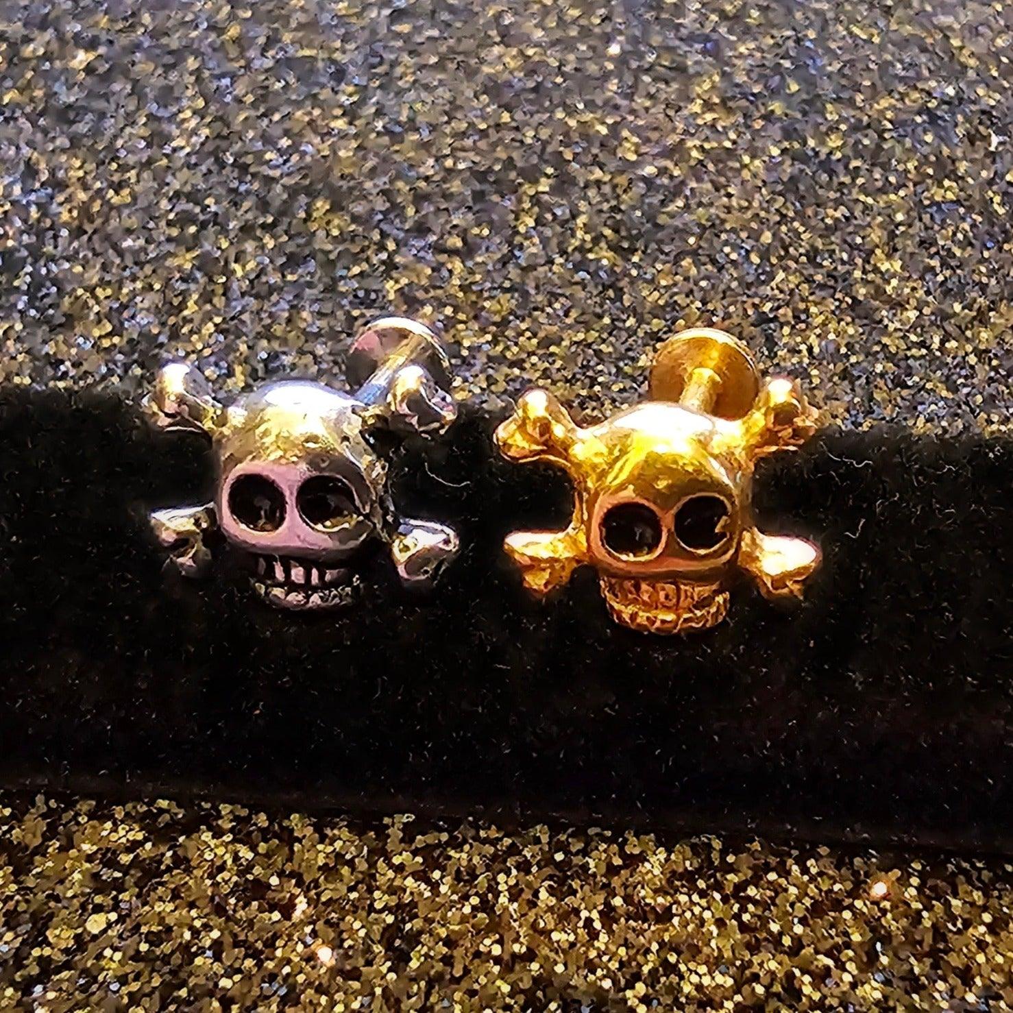 Crossbones Skull Threaded Labret Studs - Pretty Savage Jewellery