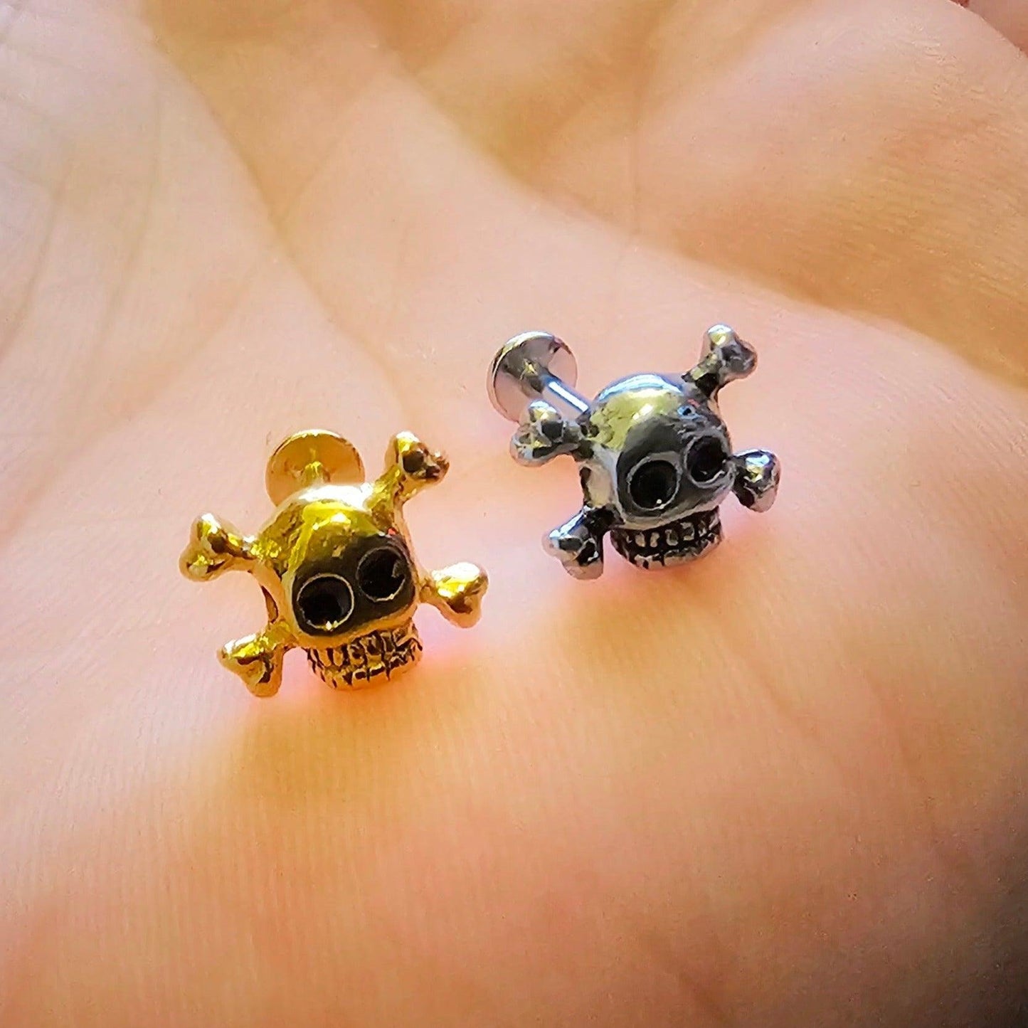 Crossbones Skull Threaded Labret Studs - Pretty Savage Jewellery