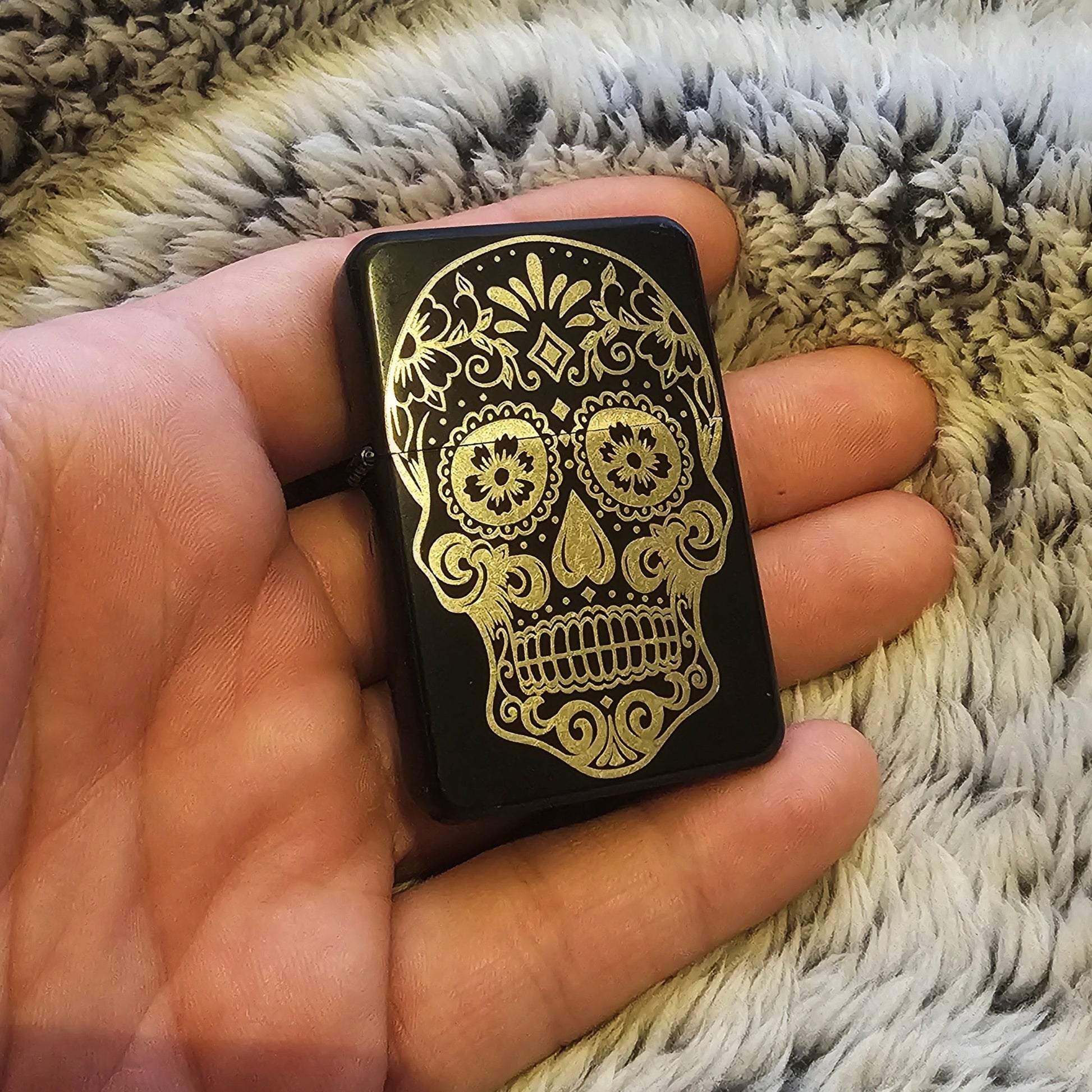 Candy Skull Black Flip Lighter - Pretty Savage Jewellery