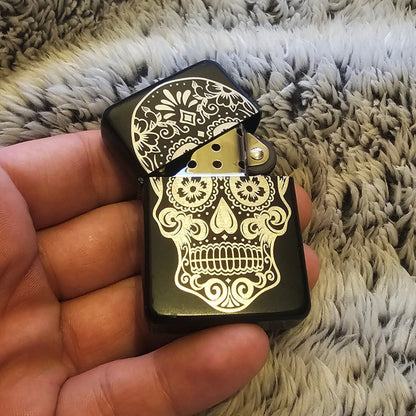 Candy Skull Black Flip Lighter - Pretty Savage Jewellery