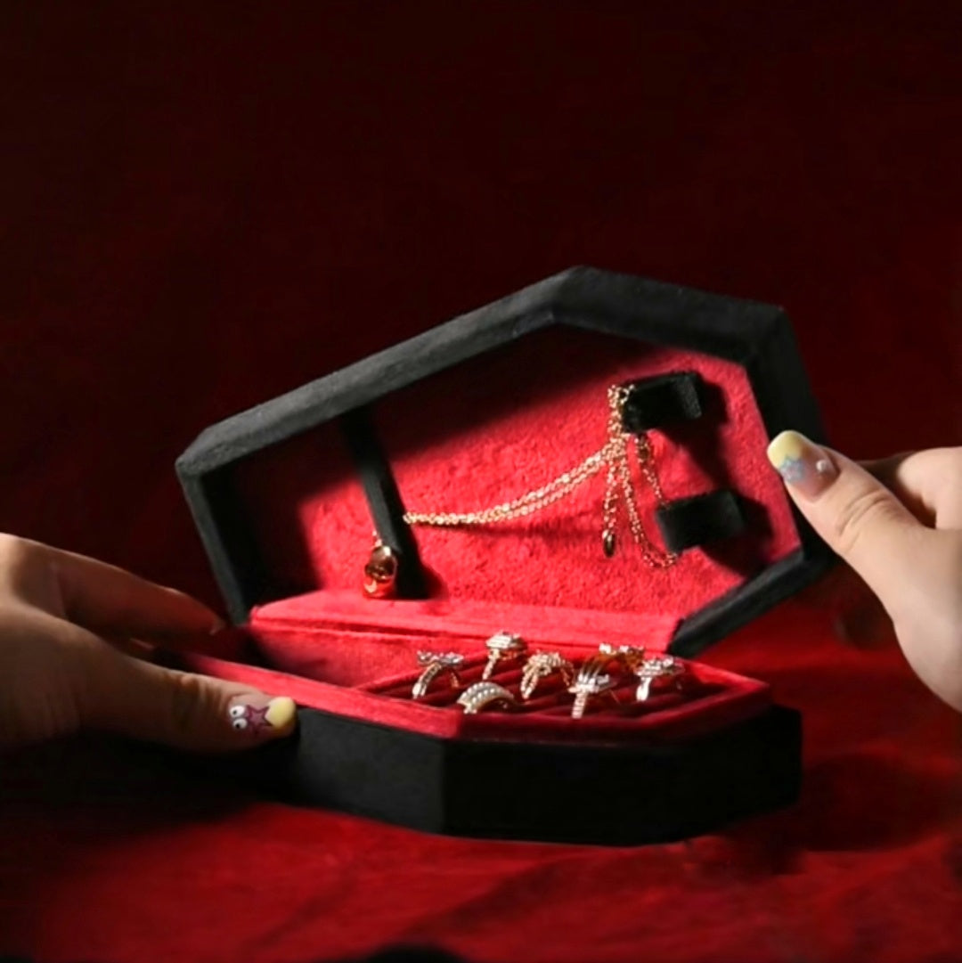 Black Velvet Coffin Jewellery Box - Pretty Savage Jewellery