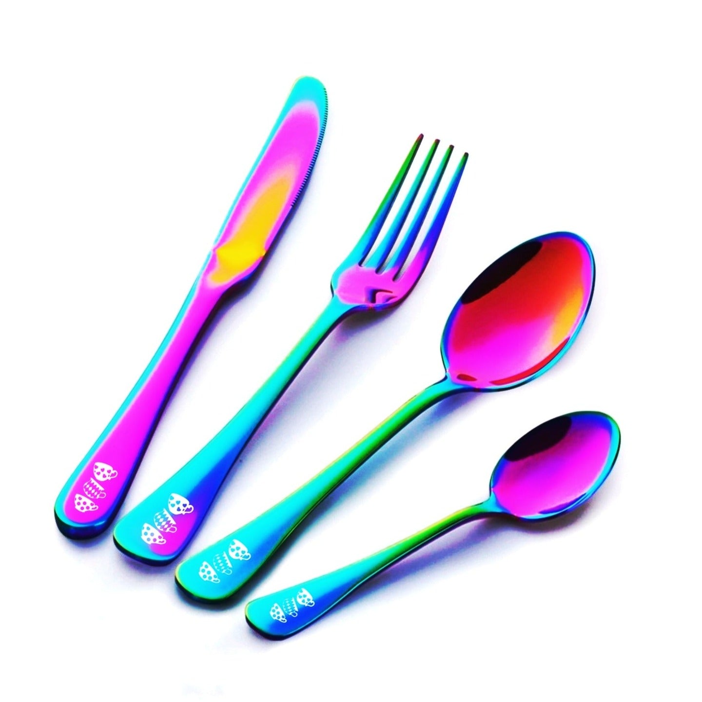 Tea Cups Design 4pc Cutlery Set - Pretty Savage Jewellery