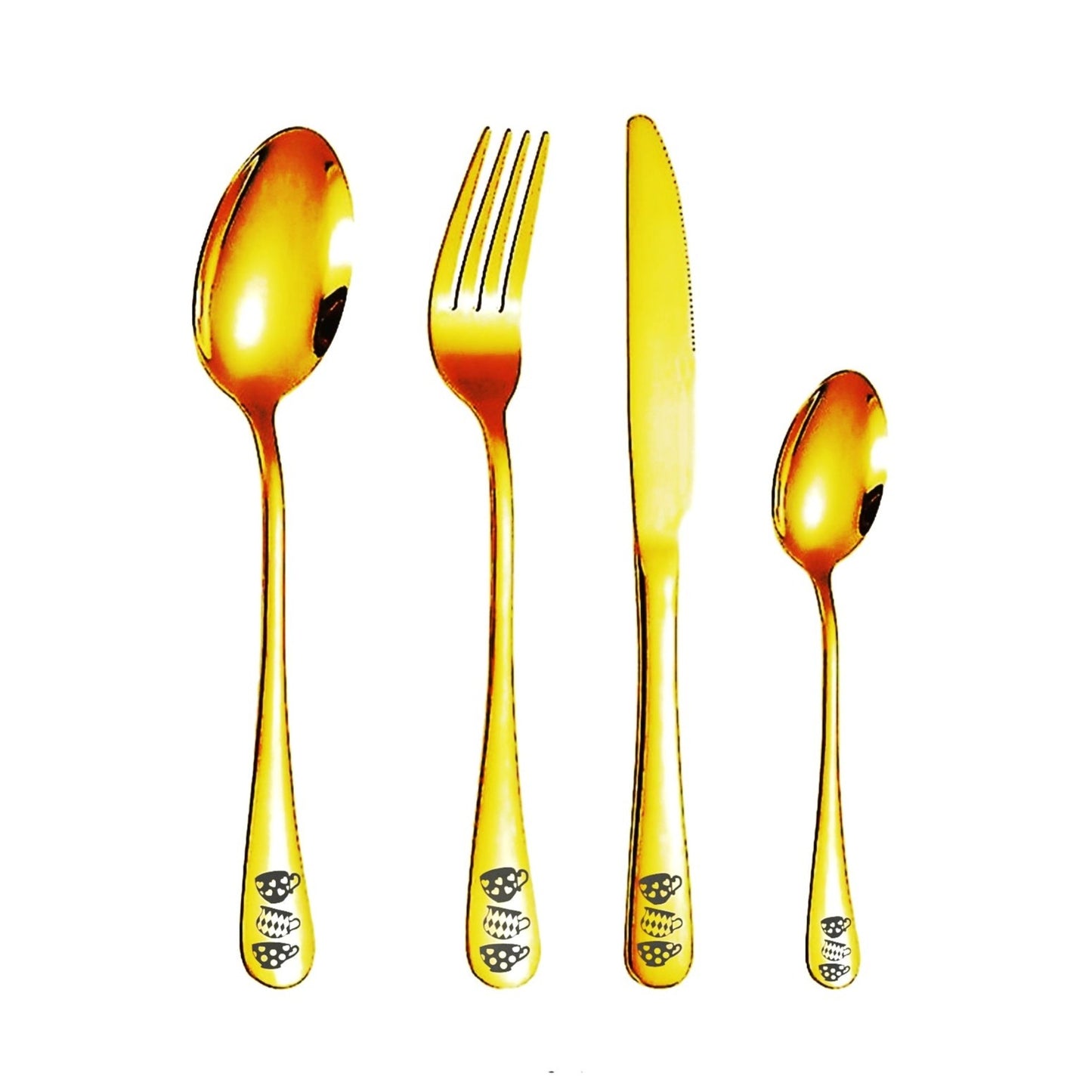 Tea Cups Design 4pc Cutlery Set - Pretty Savage Jewellery