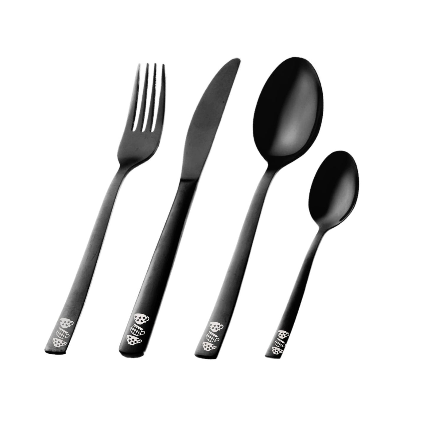 Tea Cups Design 4pc Cutlery Set - Pretty Savage Jewellery