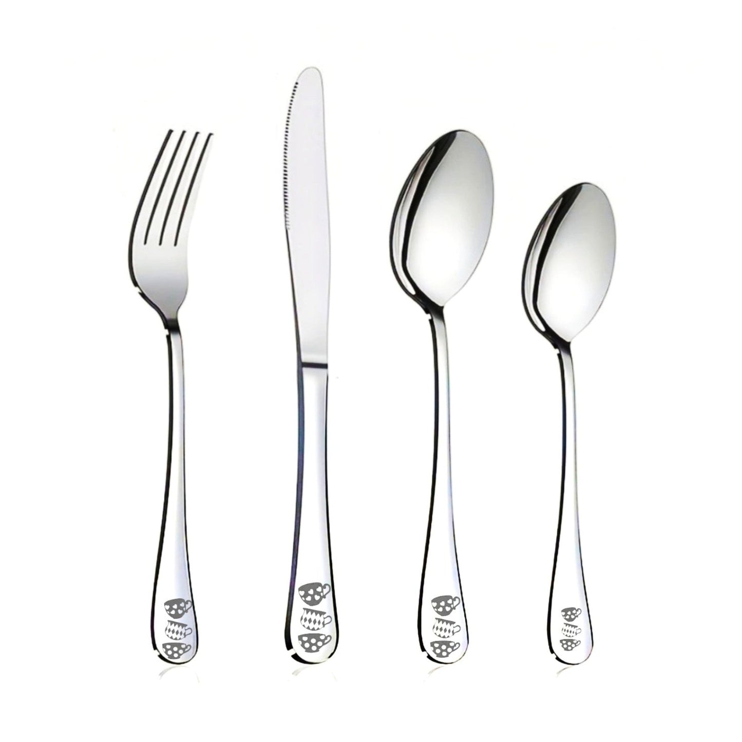 Tea Cups Design 4pc Cutlery Set - Pretty Savage Jewellery