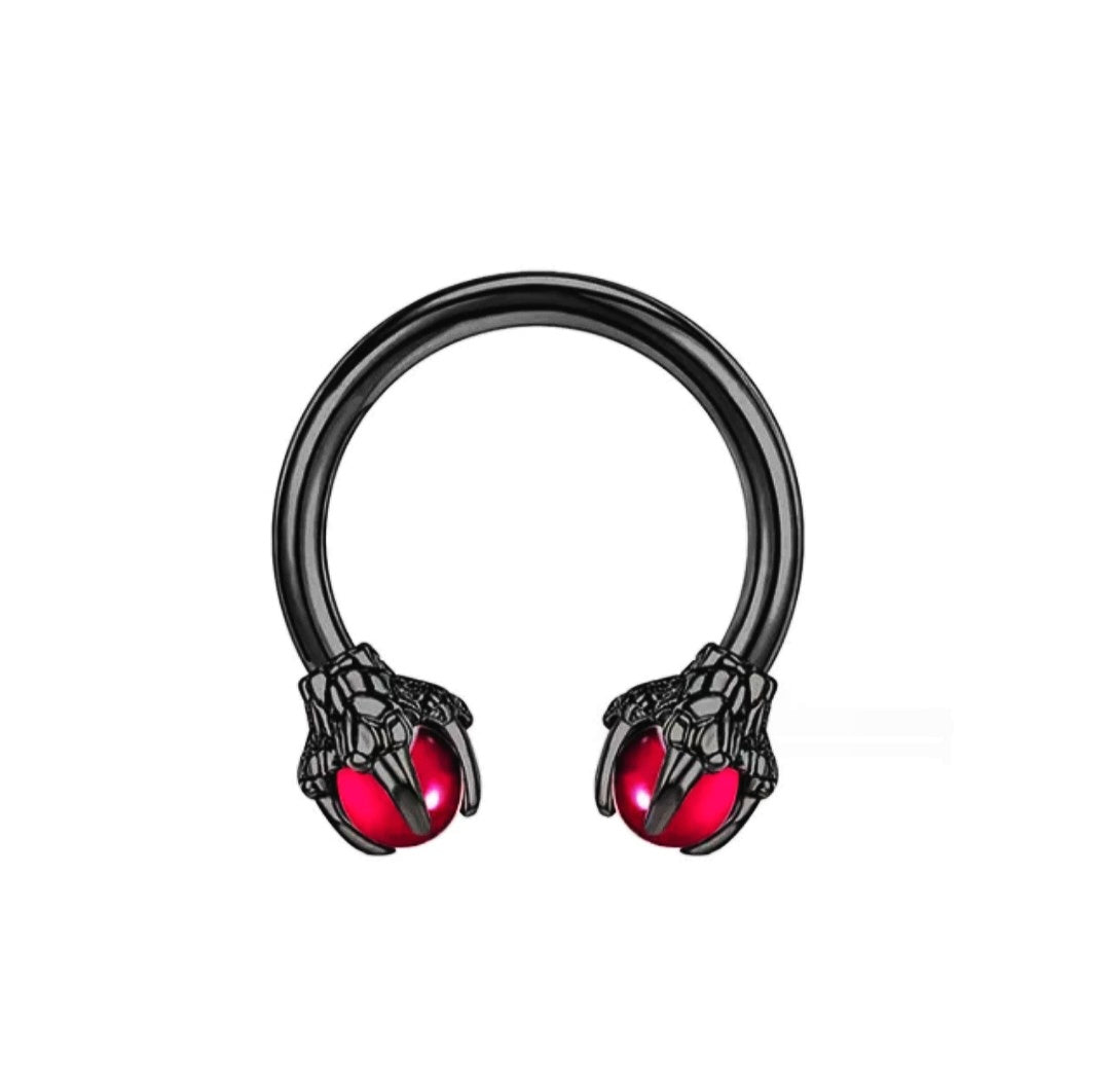 Dragon Claw Black Horseshoe Septum Rings