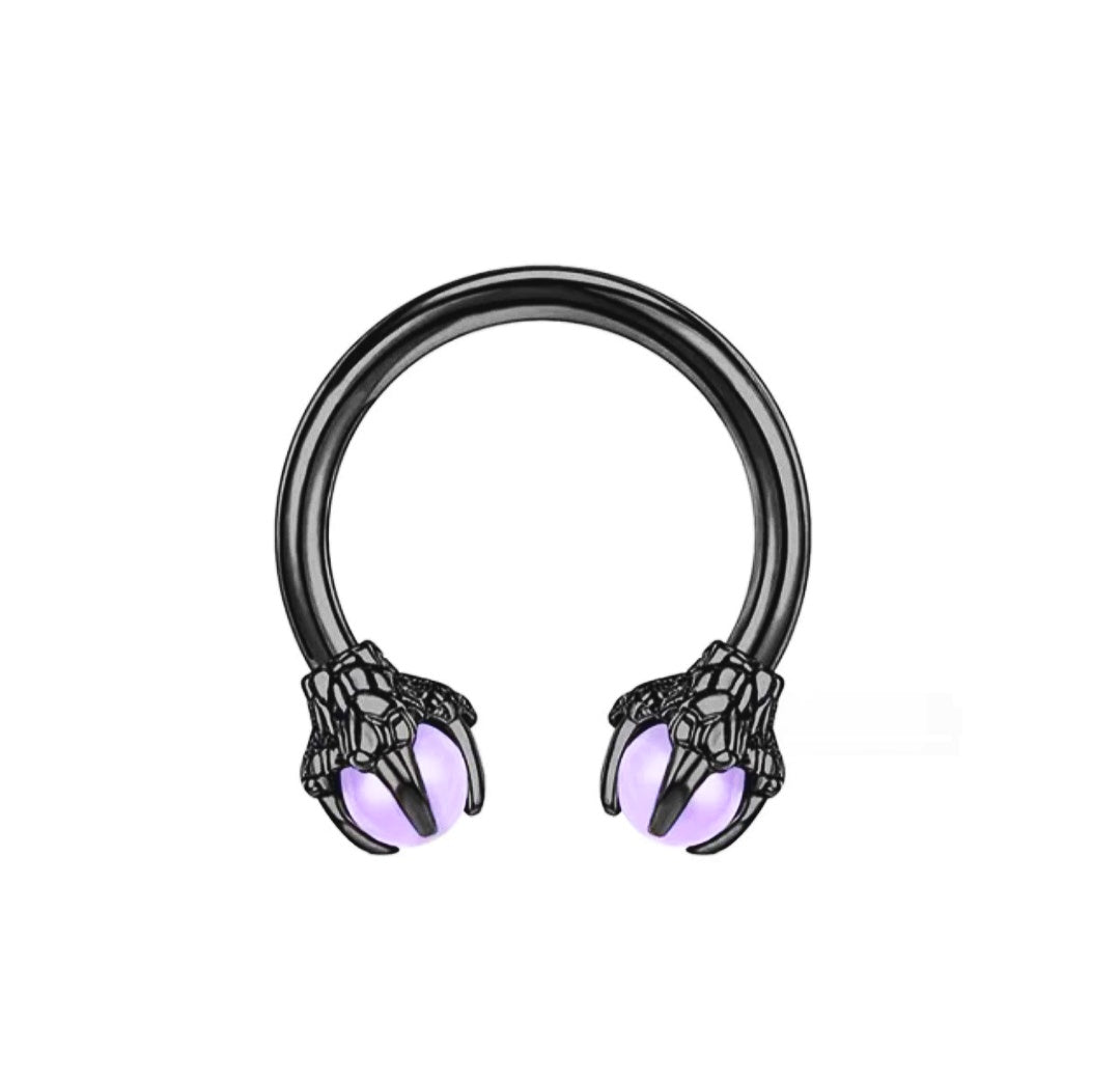 Dragon Claw Black Horseshoe Septum Rings