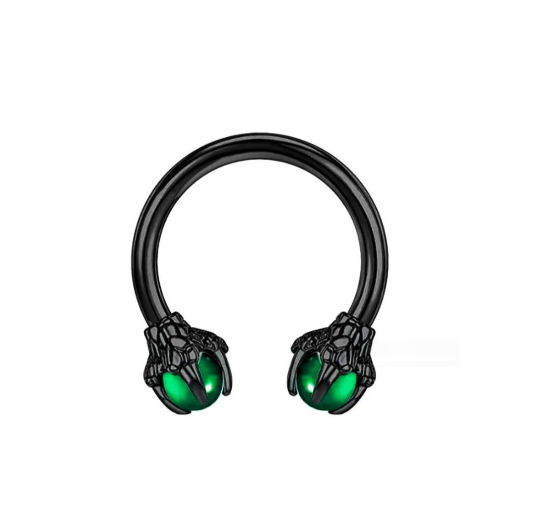 Dragon Claw Black Horseshoe Septum Rings