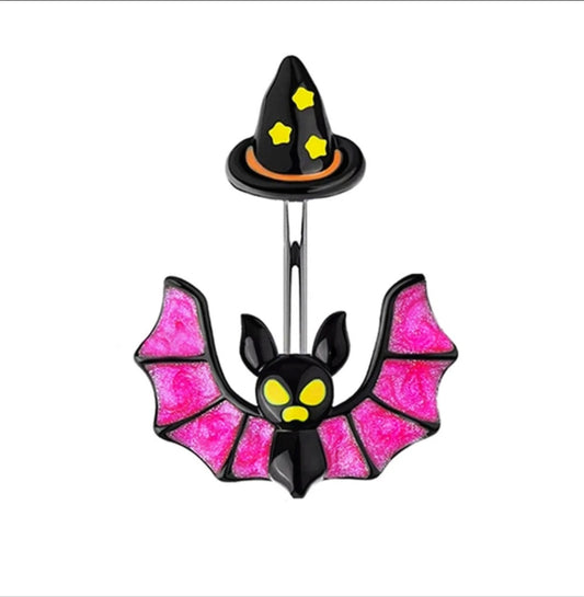 Bat Halloween Belly Bar 14G