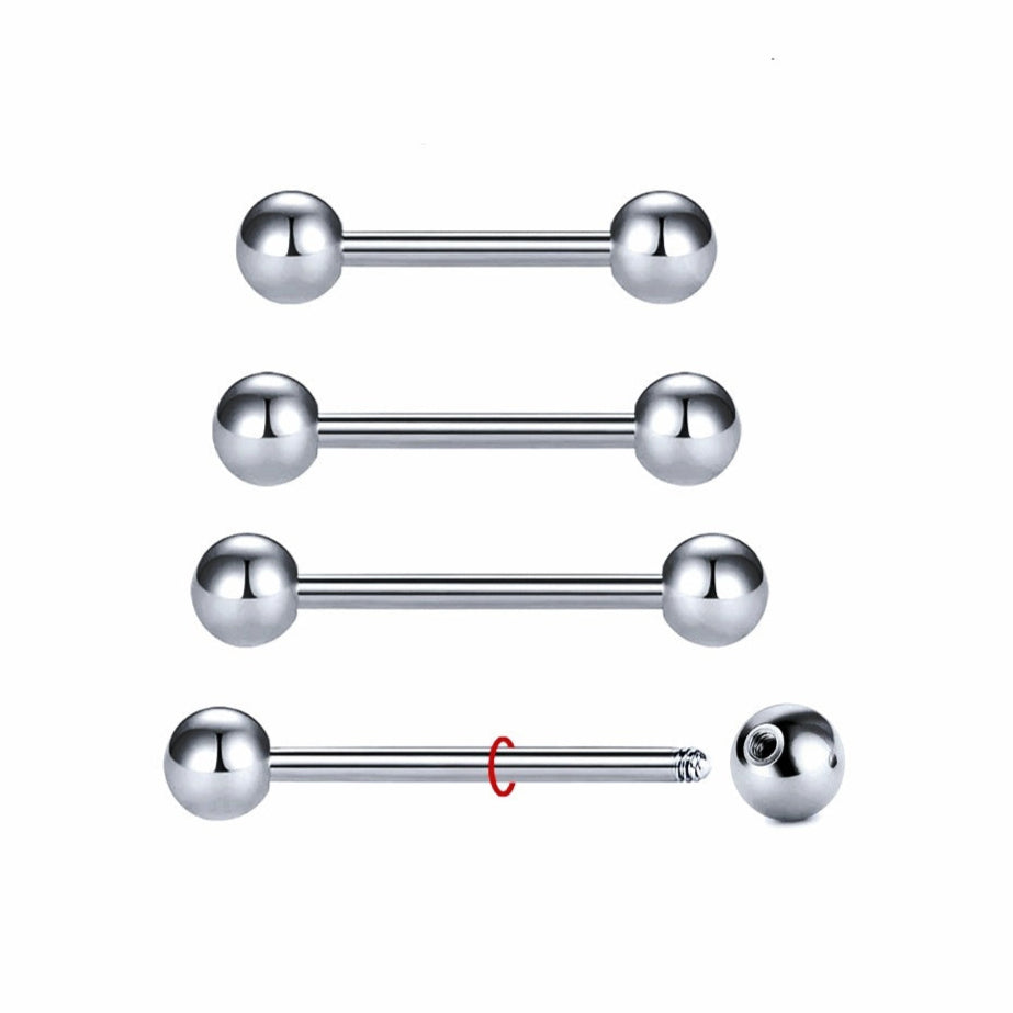 Silver Titanium Barbells 14G