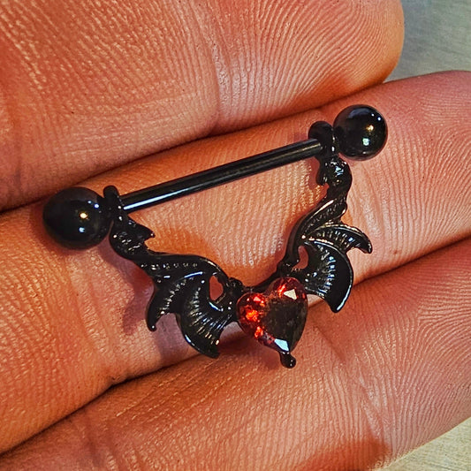 Winged Heart Nipple Barbell 14G