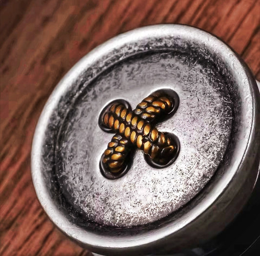 Button Antique Silver Ear Plug