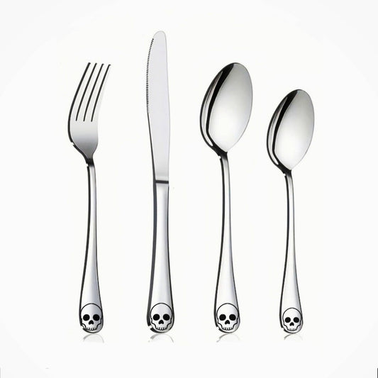 Skull 4pc Stainless Steel Personalise Cutlery Set