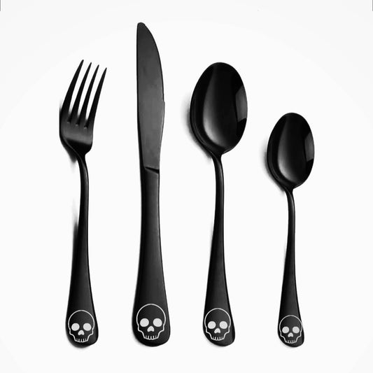 Skull 4pc Stainless Steel Personalise Cutlery Set