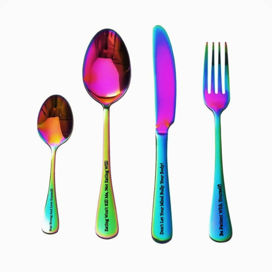 Ensemble de couverts en acier inoxydable 4 pièces pour troubles alimentaires et motivation positive
