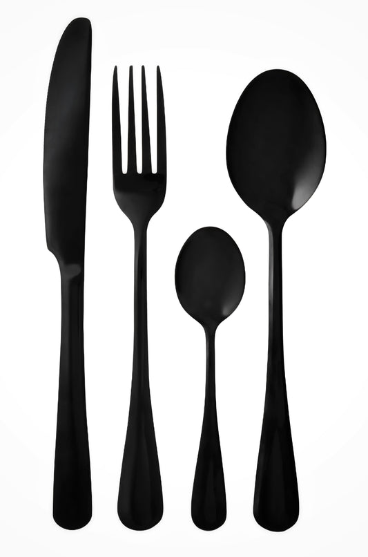 Black 4pc Blank Stainless Steel Cutlery Set