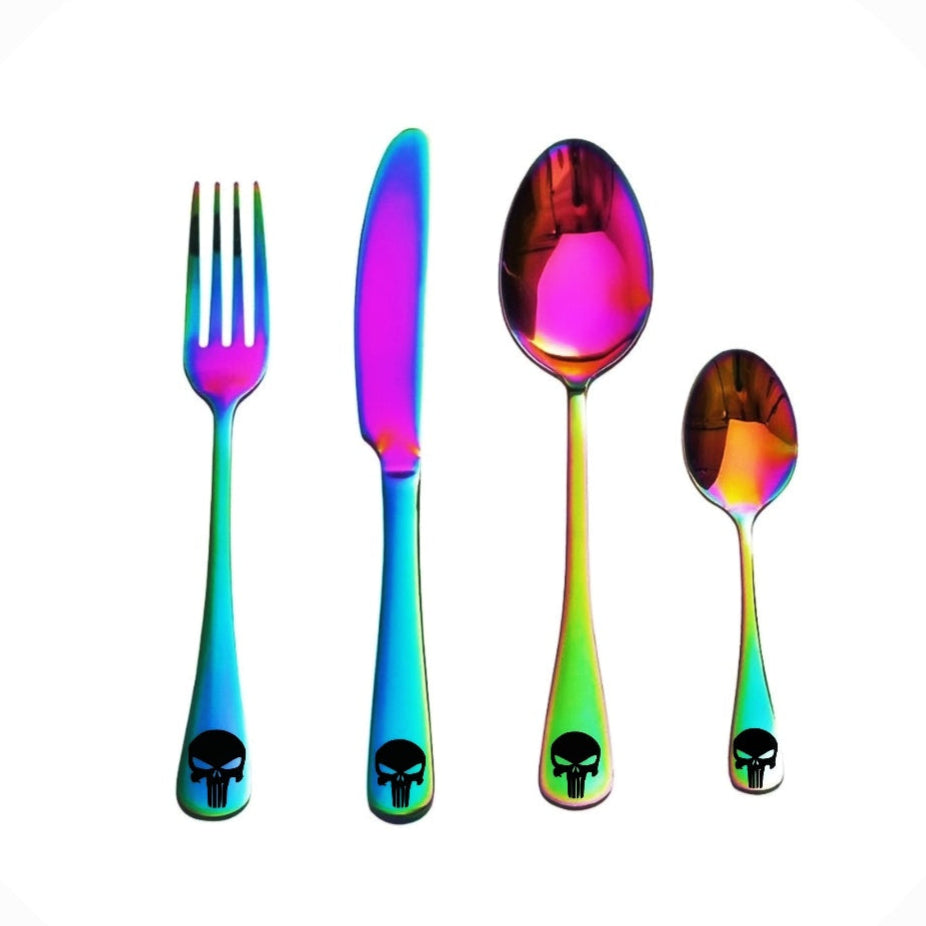 Skull 3 Design 4pc Stainless Steel Cutlery Set