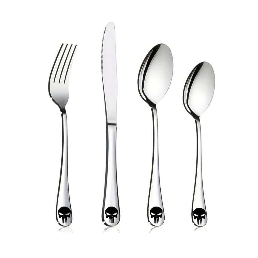 Skull 3 Design 4pc Stainless Steel Cutlery Set