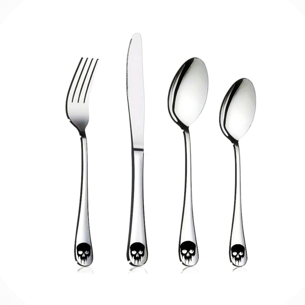 Skull Design 4pc Stainless Steel Cutlery Set
