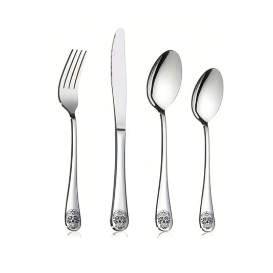 Candy Skull Stainless Steel 4pc Cutlery Set