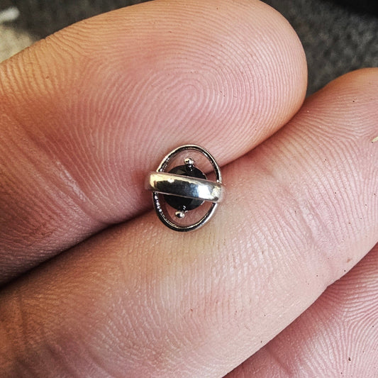Black Zircon Stone L-Shape Nose Stud 20G