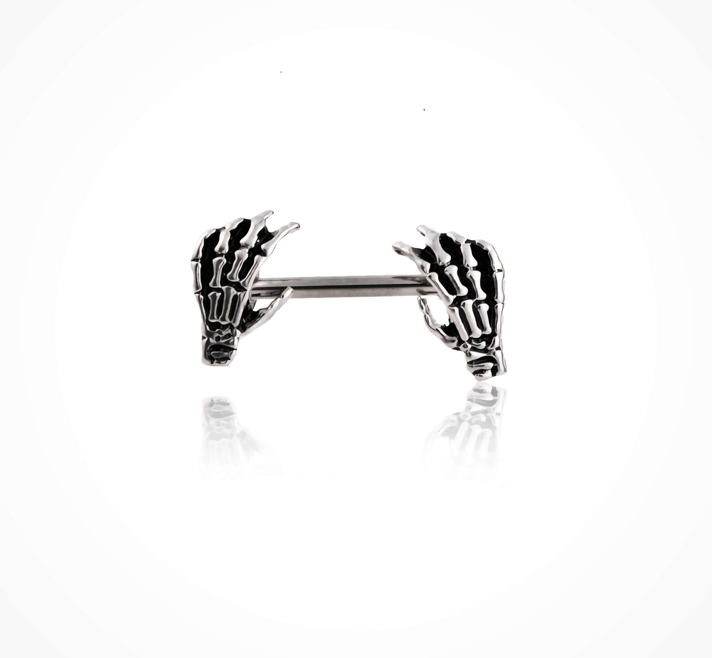 Skeleton Hand Stainless Steel Nipple Barbell 14G