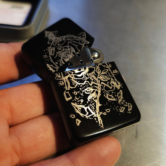 Glass Cased Rose Design Flip Lighter