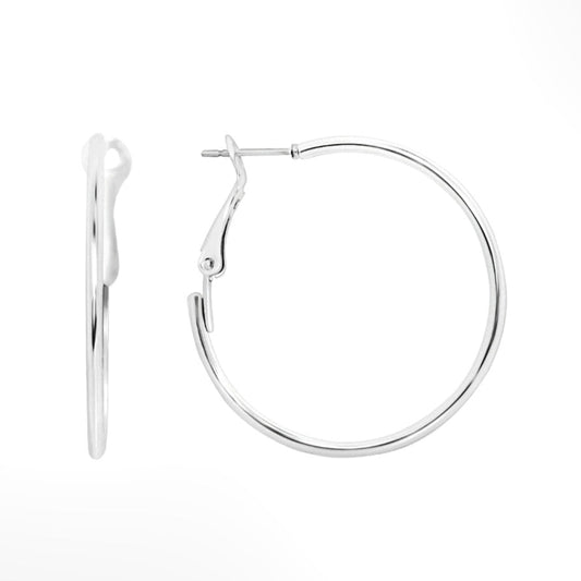 Basic Silver Hinged Hoop Earring Pair