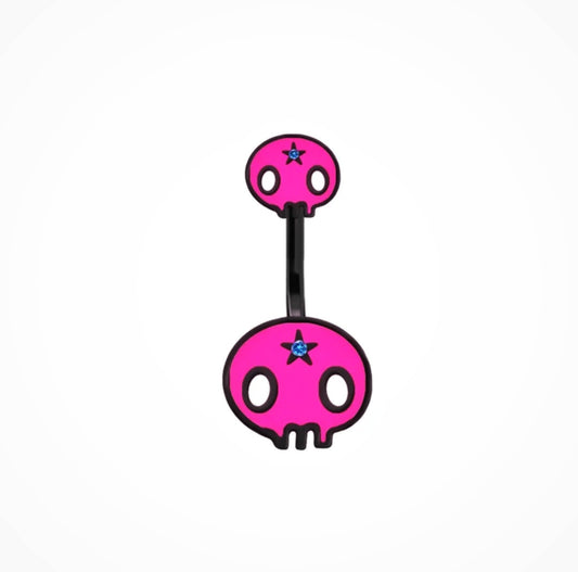 The Pink Skull Belly Bar 14G