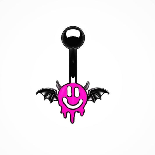 Evil Melted Smiley Belly Bar 14G