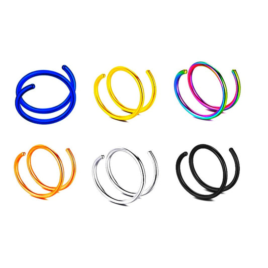 Anneau de nez torsadé à double spirale en acier inoxydable