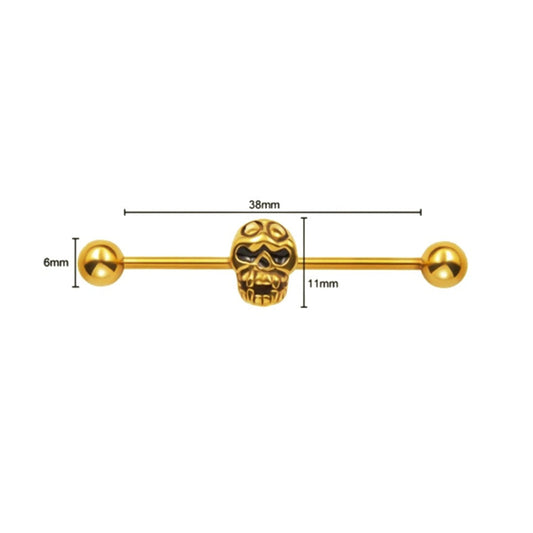 Totenkopf-Industriestange, Totenkopf-Skelett, Kopfstange, Gerüststange, Körperschmuck, Langhantel, 38 mm