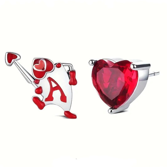Ace Soldier & Zirconia Earring Stud Pair