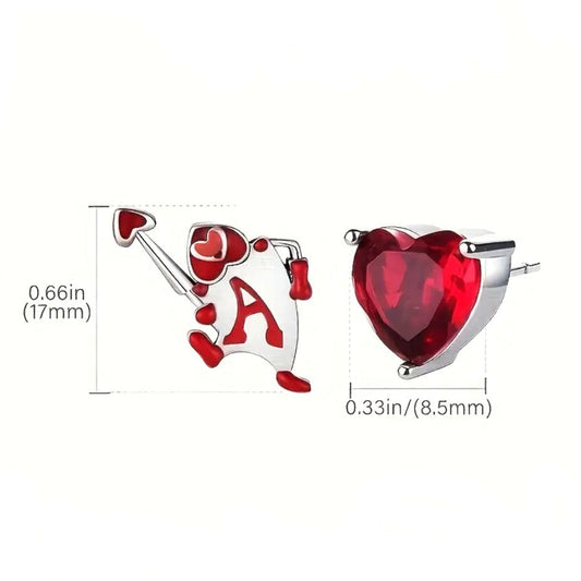 Ace Soldier & Zirconia Earring Stud Pair